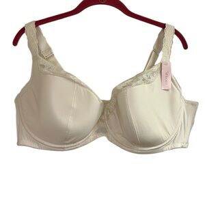 Cacique Lightly Lined Underwire Full Coverage Bra Ivory NEW Size 46DD